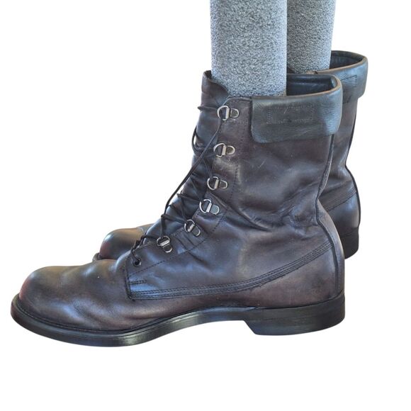 Craddock Terry Combat Grunge Biker Boots Black Leather Punk Emo Mens size 10D - Picture 10 of 16